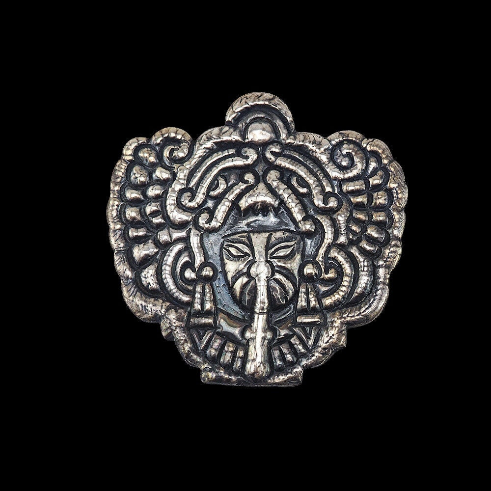 Vintage Prieto Mexico Repoussé Silver Brooch