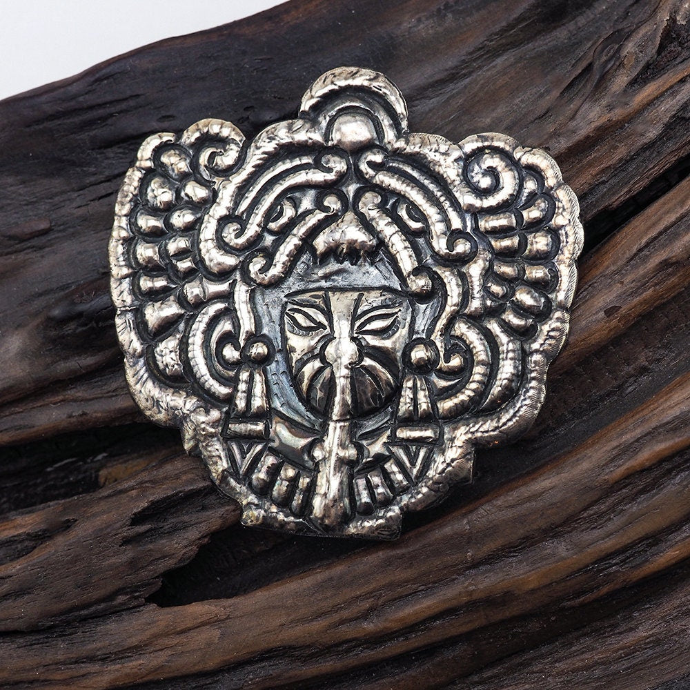 Vintage Prieto Mexico Repoussé Silver Brooch