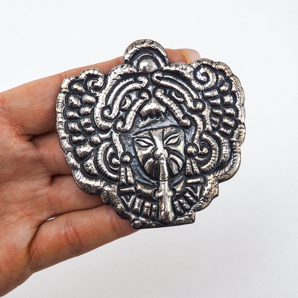 Vintage Prieto Mexico Repoussé Silver Brooch