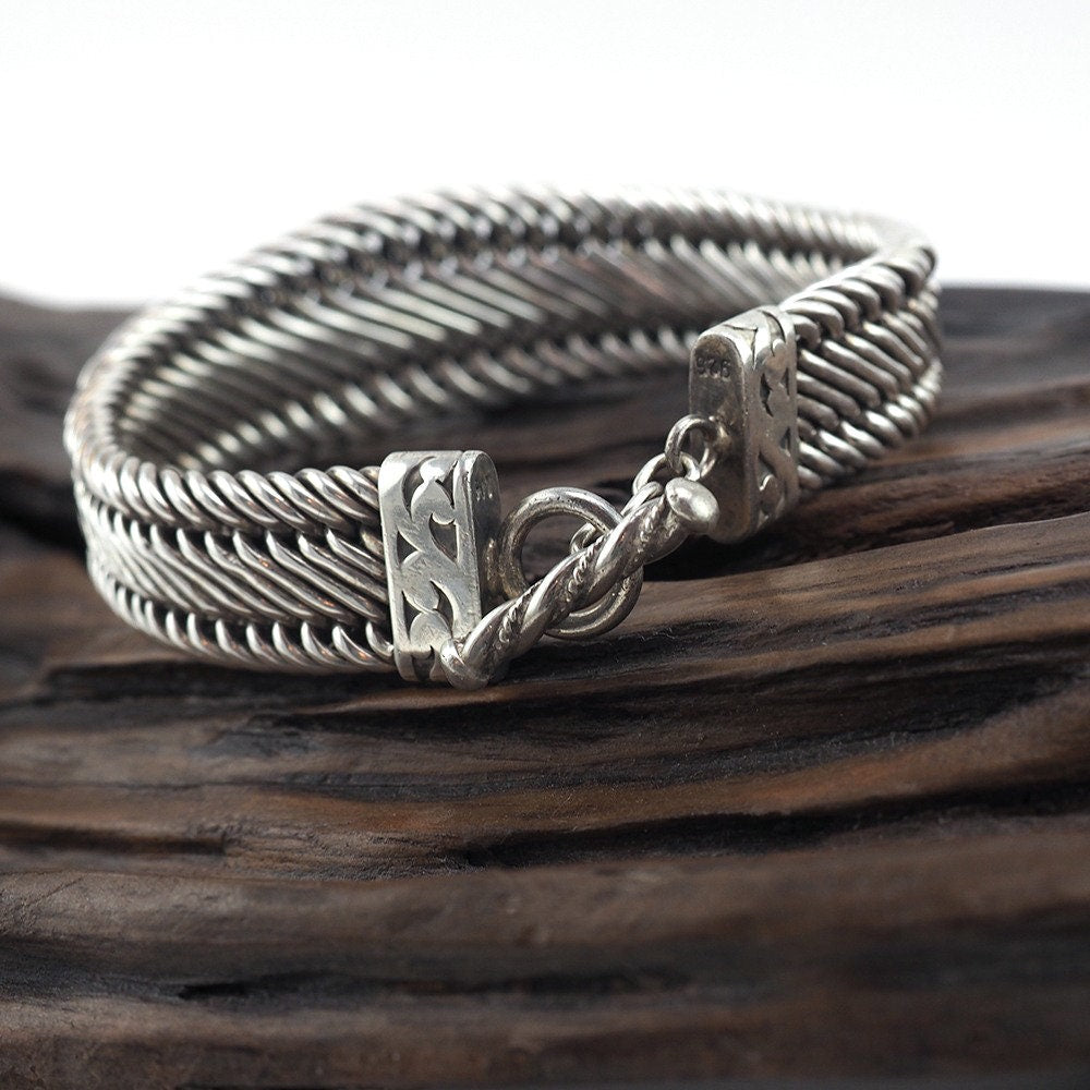 Grand bracelet à bascule en argent sterling
