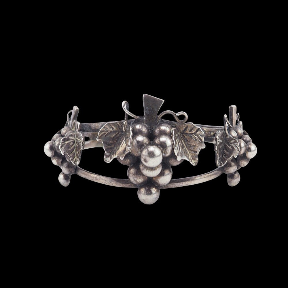Vintage Mexcian Sterling Silver Grapes Cuff Bracelet