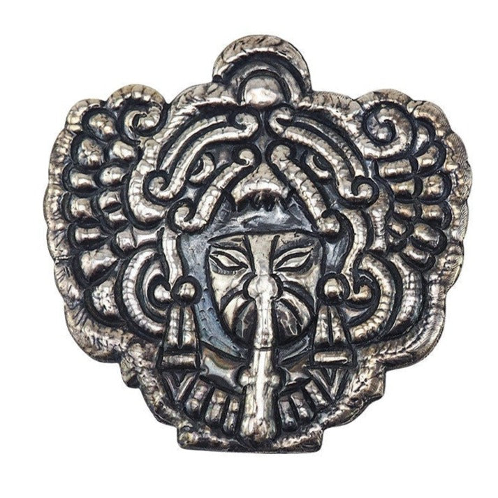 Vintage Prieto Mexico Repoussé Silver Brooch