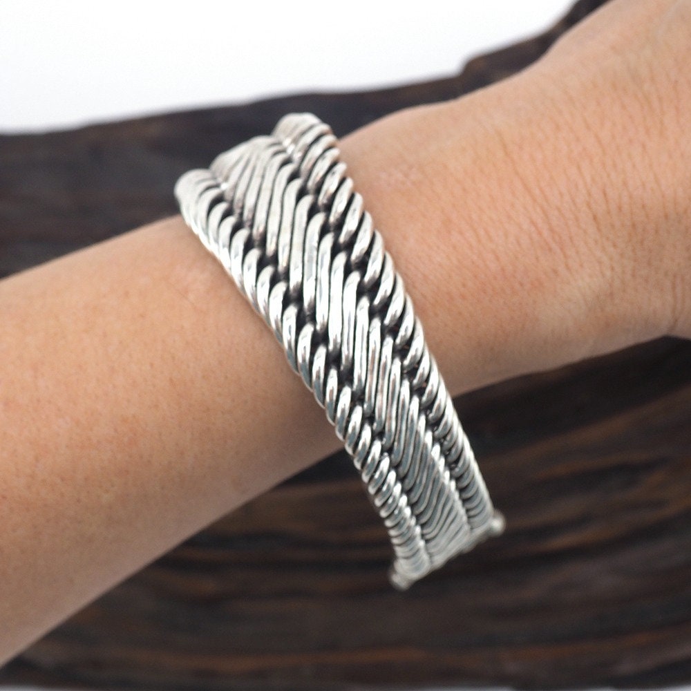 Grand bracelet à bascule en argent sterling