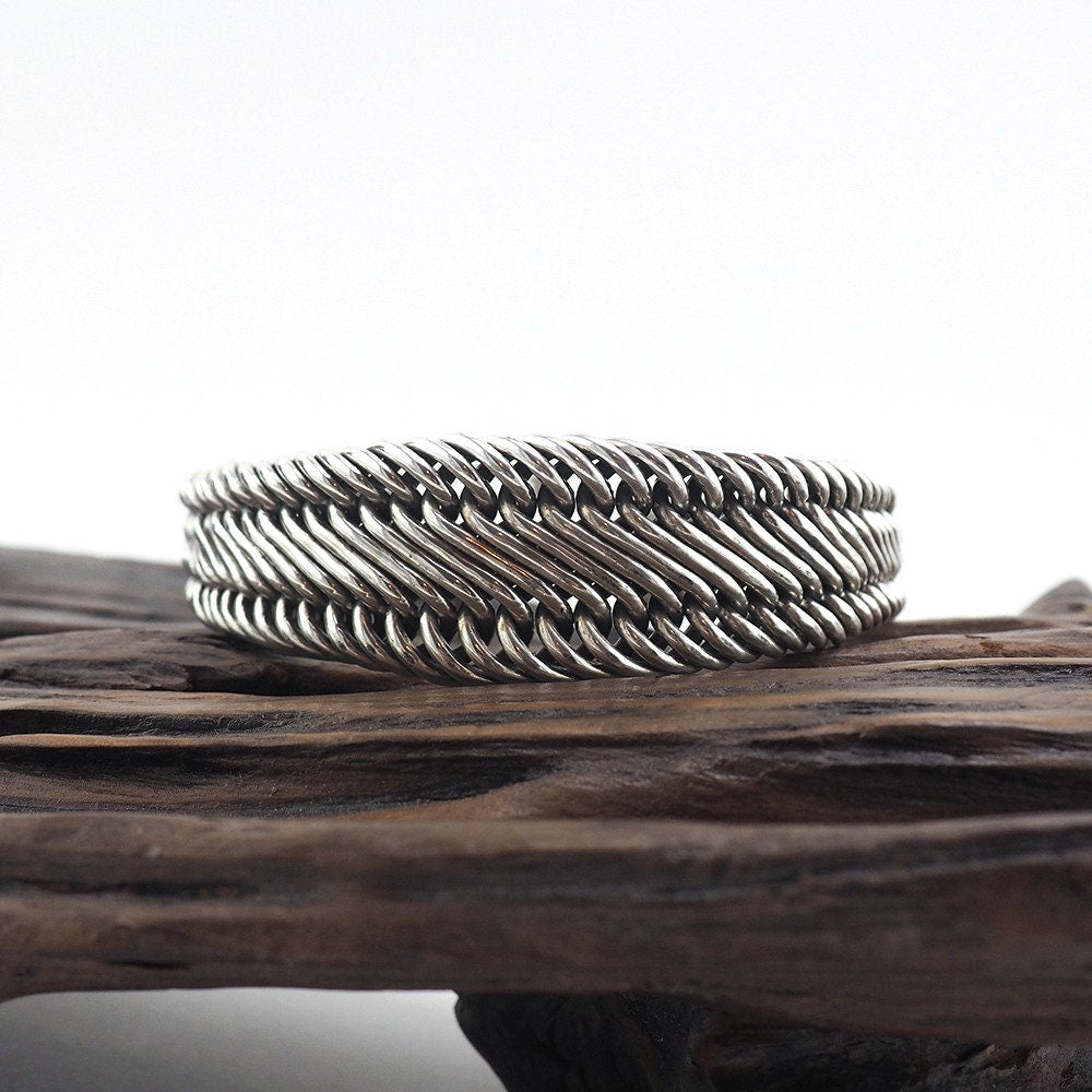 Grand bracelet à bascule en argent sterling