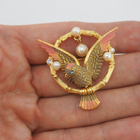 Joan Rivers Bird Brooch, Vintage Style Brooch, Designer Brooch, Perched Bird