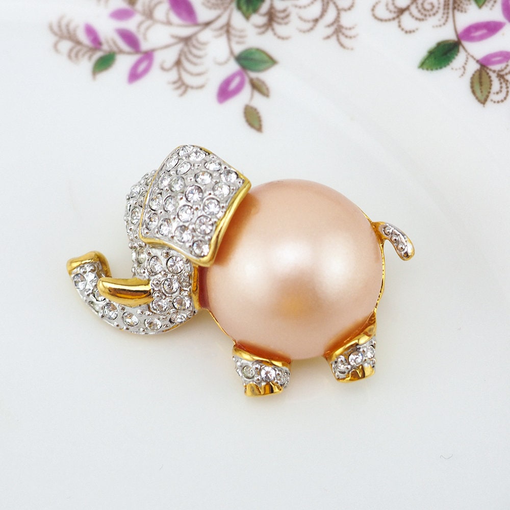 Kenneth Lane Brooch, Elephant Brooch, Vintage Brooch, KJL Brooch, Rhinestone Brooch, Vintage KJL, Vintage Kenneth Lane, Rhinestone Brooch