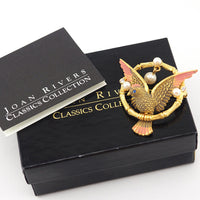 Joan Rivers Bird Brooch, Vintage Style Brooch, Designer Brooch, Perched Bird