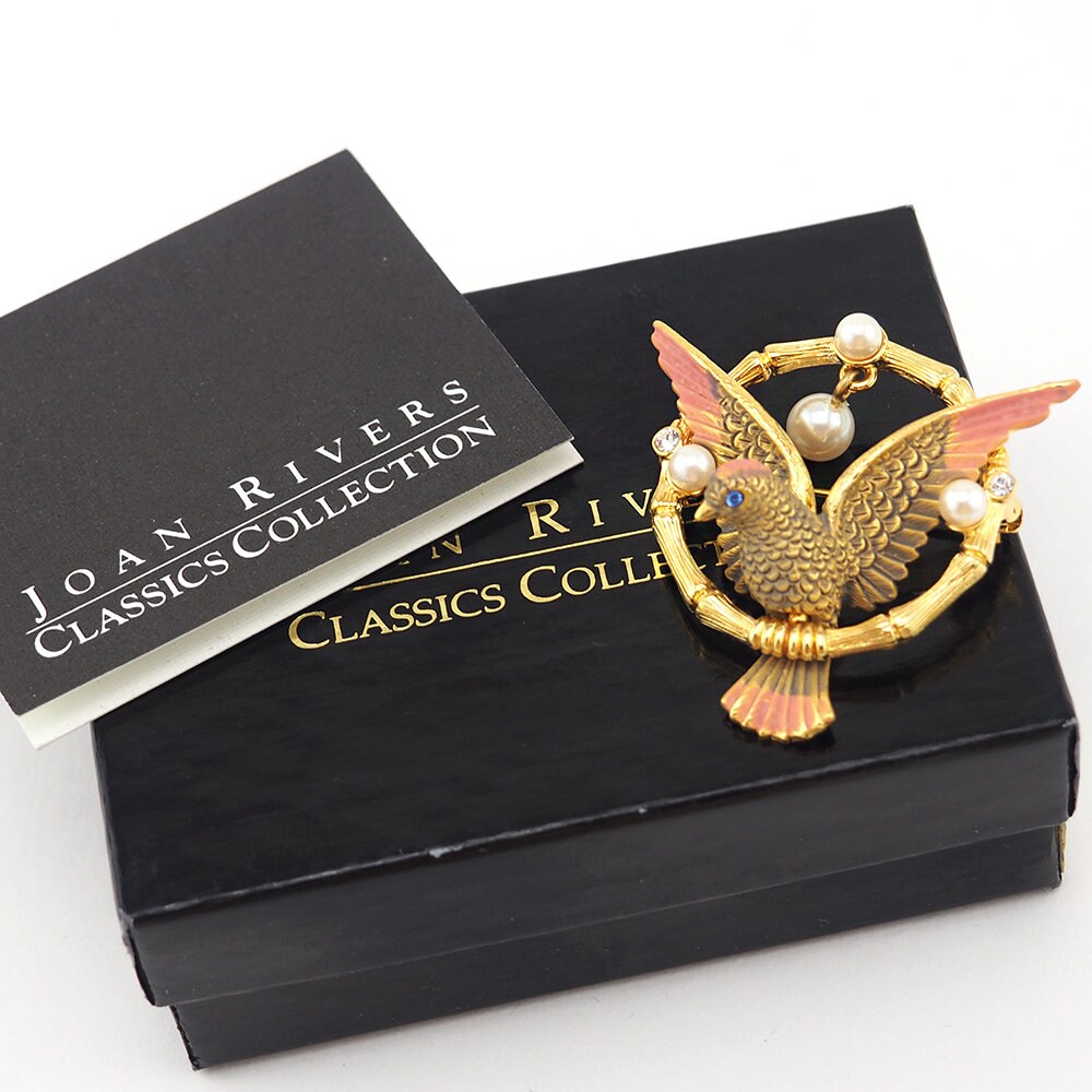 Joan Rivers Bird Brooch, Vintage Style Brooch, Designer Brooch, Perched Bird