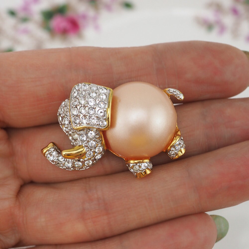Kenneth Lane Brooch, Elephant Brooch, Vintage Brooch, KJL Brooch, Rhinestone Brooch, Vintage KJL, Vintage Kenneth Lane, Rhinestone Brooch
