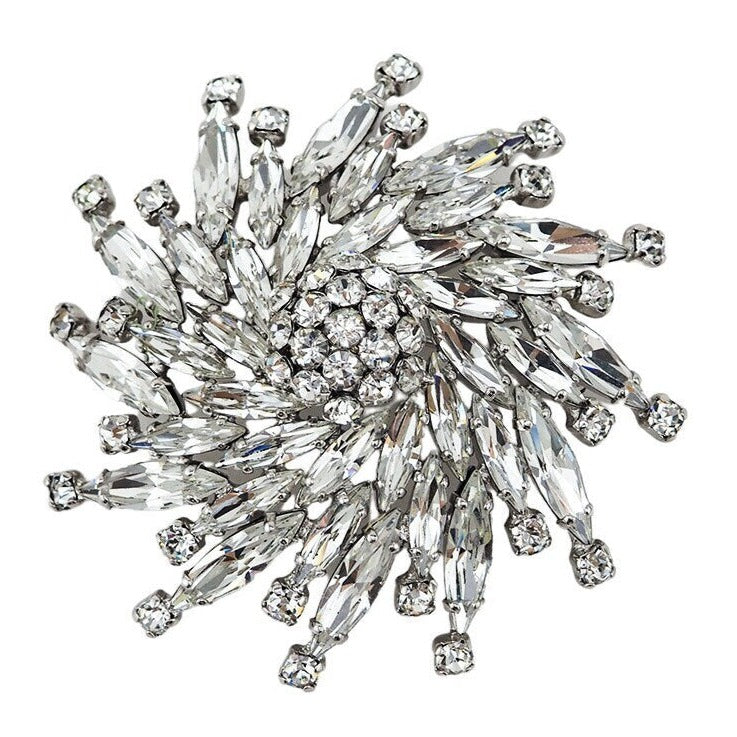 Vintage Sherman Brooch Clear Crystal Brooch