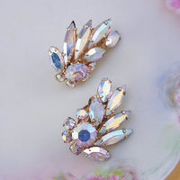 Sherman Jewelry Set, Leaf Brooch, Aurora Borealis Jewelry, Vintage Jewelry Sets, Rhinestone Jewelry, Crystal Jewelry, 1960s Jewelry, Sherman