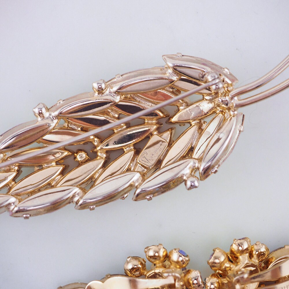 Sherman Jewelry Set, Leaf Brooch, Aurora Borealis Jewelry, Vintage Jewelry Sets, Rhinestone Jewelry, Crystal Jewelry, 1960s Jewelry, Sherman