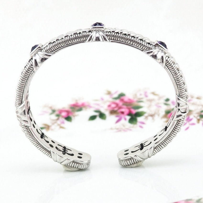 Judith Ripka Bracelet, Amethyst Bracelet, Cuff Bracelet, Sterling Silver Bracelet, Designer Bracelet, Judith Ripka Jewelry, 925 Bracelet