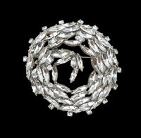 Sherman Brooch, Vintage Brooch, Clear Crystal Brooch, Swirl Brooch, Gustave Sherman, Rhinestone Brooch, Silver Tone Brooch, 1960s Brooch