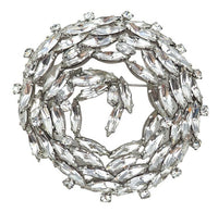 Sherman Brooch, Vintage Brooch, Clear Crystal Brooch, Swirl Brooch, Gustave Sherman, Rhinestone Brooch, Silver Tone Brooch, 1960s Brooch