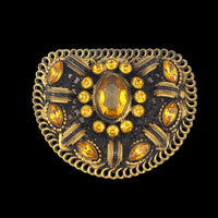 Vintage Dress Clip, Czech Dress Clip, 1930s Jewelry, Rhinestone Dress Clip, Vintage Clip, Dress Clip Vintage, Topaz Rhinestone, Enamel Clip