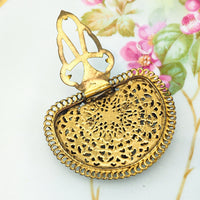 Vintage Dress Clip, Czech Dress Clip, 1930s Jewelry, Rhinestone Dress Clip, Vintage Clip, Dress Clip Vintage, Topaz Rhinestone, Enamel Clip