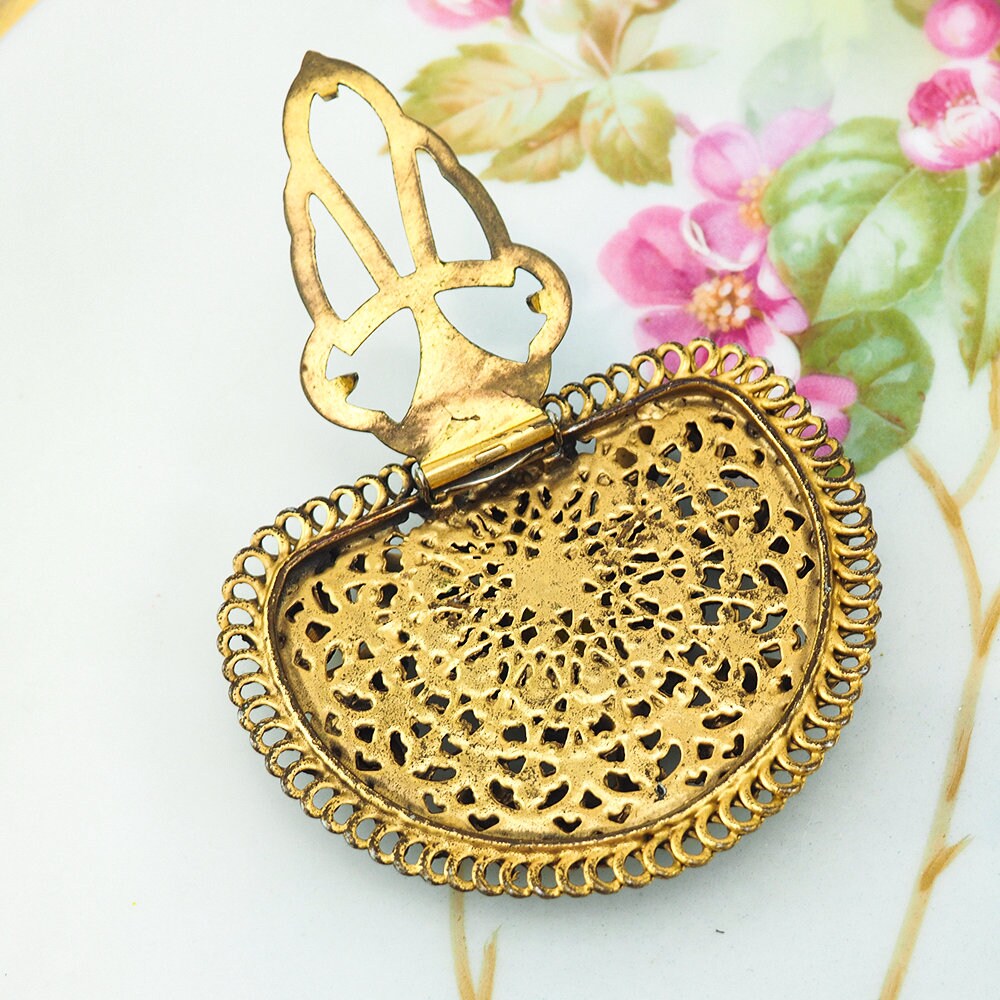 Vintage Dress Clip, Czech Dress Clip, 1930s Jewelry, Rhinestone Dress Clip, Vintage Clip, Dress Clip Vintage, Topaz Rhinestone, Enamel Clip