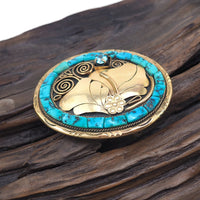 Native Buckle, Turquoise Buckle, Pete Sierra, Fritzen Toledo, Cobblestone Inlay, Sterling Silver, Native Jewelry, Gold Over Silver, Vermeil