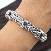 Judith Ripka Bracelet, Amethyst Bracelet, Cuff Bracelet, Sterling Silver Bracelet, Designer Bracelet, Judith Ripka Jewelry, 925 Bracelet