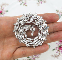 Sherman Brooch, Vintage Brooch, Clear Crystal Brooch, Swirl Brooch, Gustave Sherman, Rhinestone Brooch, Silver Tone Brooch, 1960s Brooch