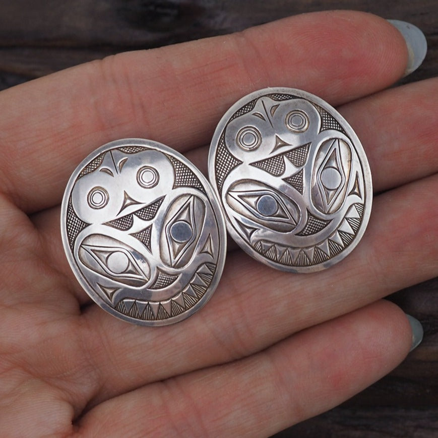 Haisla Art Earrings, Lyle Wilson, Canadian Indigenous Art, Sterling Silver, Pierced Earrings, West Coast Jewelry, Haisla Silver, 925
