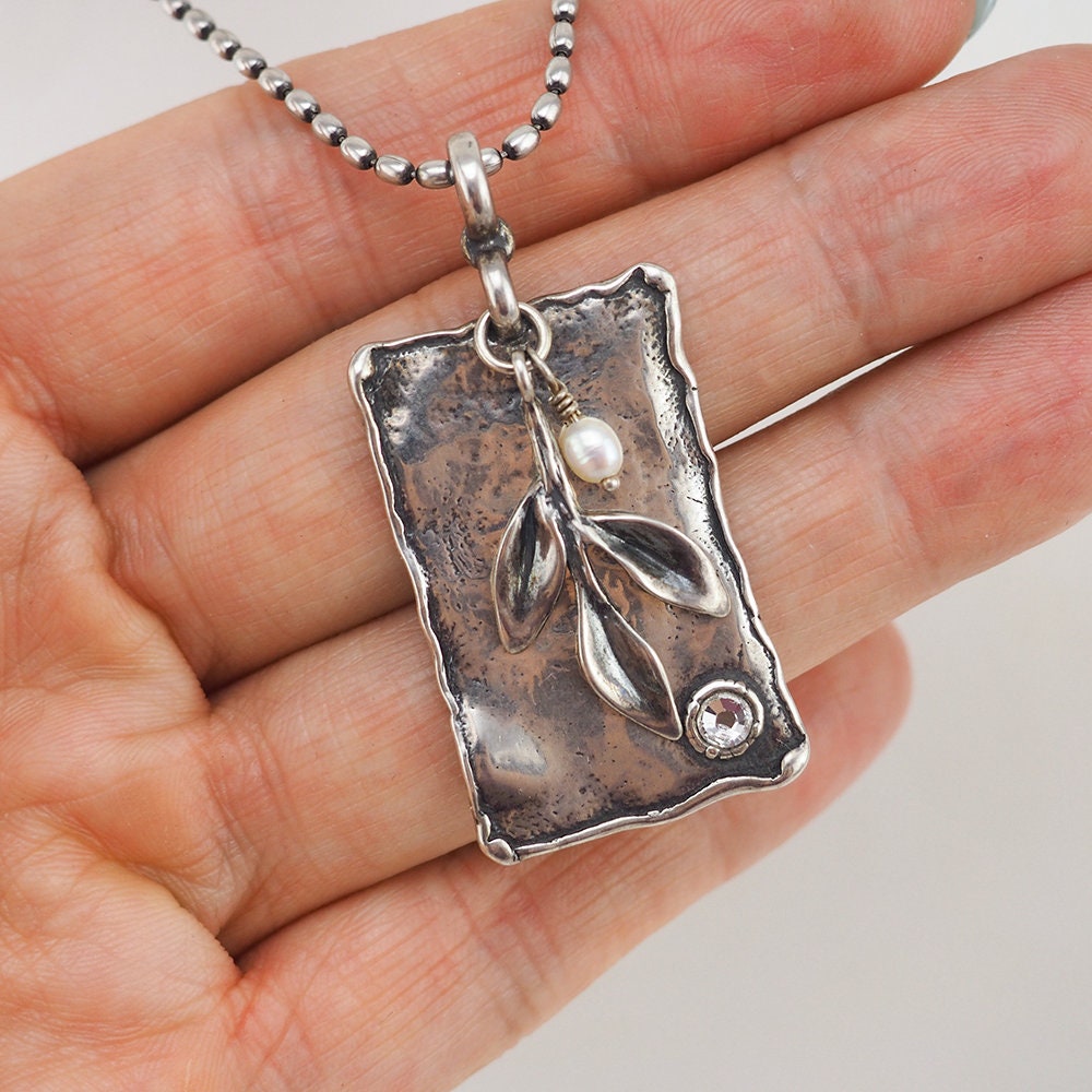 Silpada Necklace, Sterling Silver Necklace, Leaf Necklace, Pearl Necklace, Pendant Necklace, Nature Necklace, Silpada Jewelry, 925 Necklace