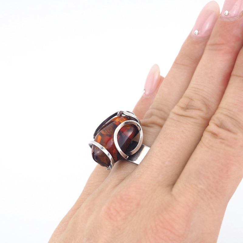 Amber Ring, Sterling Silver Ring, Amber Jewelry, Artisan Ring, Statement Ring, Oval Ring, Adjustable Ring, 925 Ring, Ring for Women