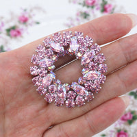 Sherman Brooch, Vintage Brooch, Pink Brooch, Wreath Brooch, Rhinestone Brooch, Sherman Costume Jewelry, Crystal Brooch, Gustave Sherman