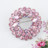Sherman Brooch, Vintage Brooch, Pink Brooch, Wreath Brooch, Rhinestone Brooch, Sherman Costume Jewelry, Crystal Brooch, Gustave Sherman