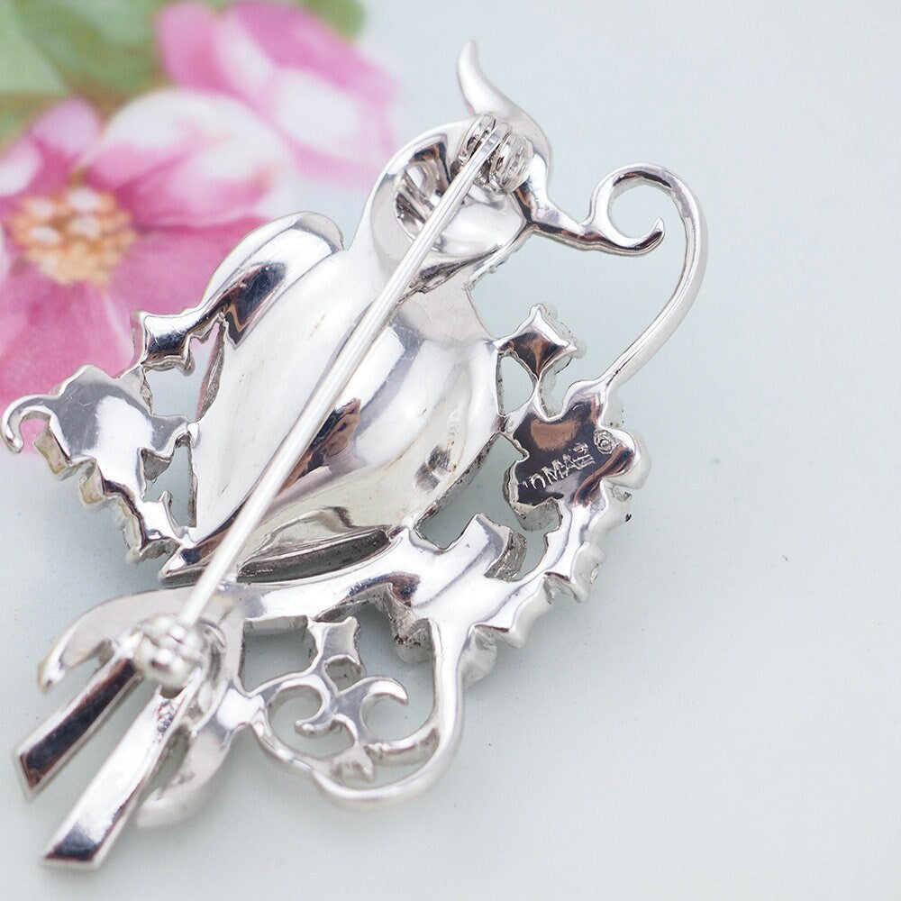 Vintage Jomaz Bird Brooch, Rhinestone Brooch, Joseph Mazer, Vintage Brooch, Vintage Bird Jewelry, Bird lover Gift, Figural Brooch