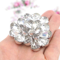 Napier Brooch, Vintage Brooch, Clear Crystal Brooch, Flower Brooch, Napier Jewelry, Rhinestone Brooch, Silver Tone Brooch, 1960s Brooch