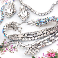 Vintage Sherman Jewelry, Bridal Jewelry Set, Vintage Rhinestone Jewelry, Gustave Sherman, Vintage Jewelry Set, Sherman Bracelet, 1950s