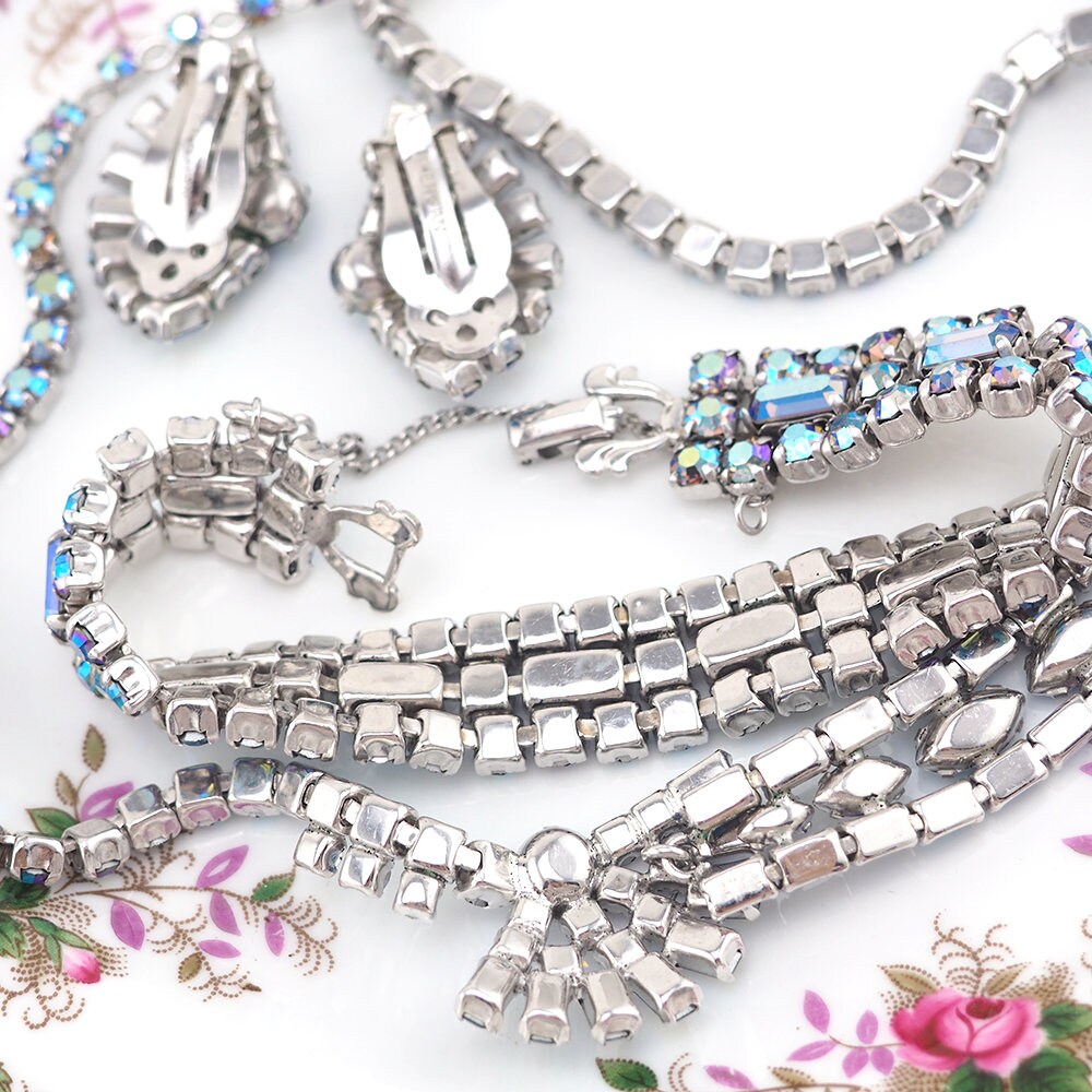 Vintage Sherman Jewelry, Bridal Jewelry Set, Vintage Rhinestone Jewelry, Gustave Sherman, Vintage Jewelry Set, Sherman Bracelet, 1950s
