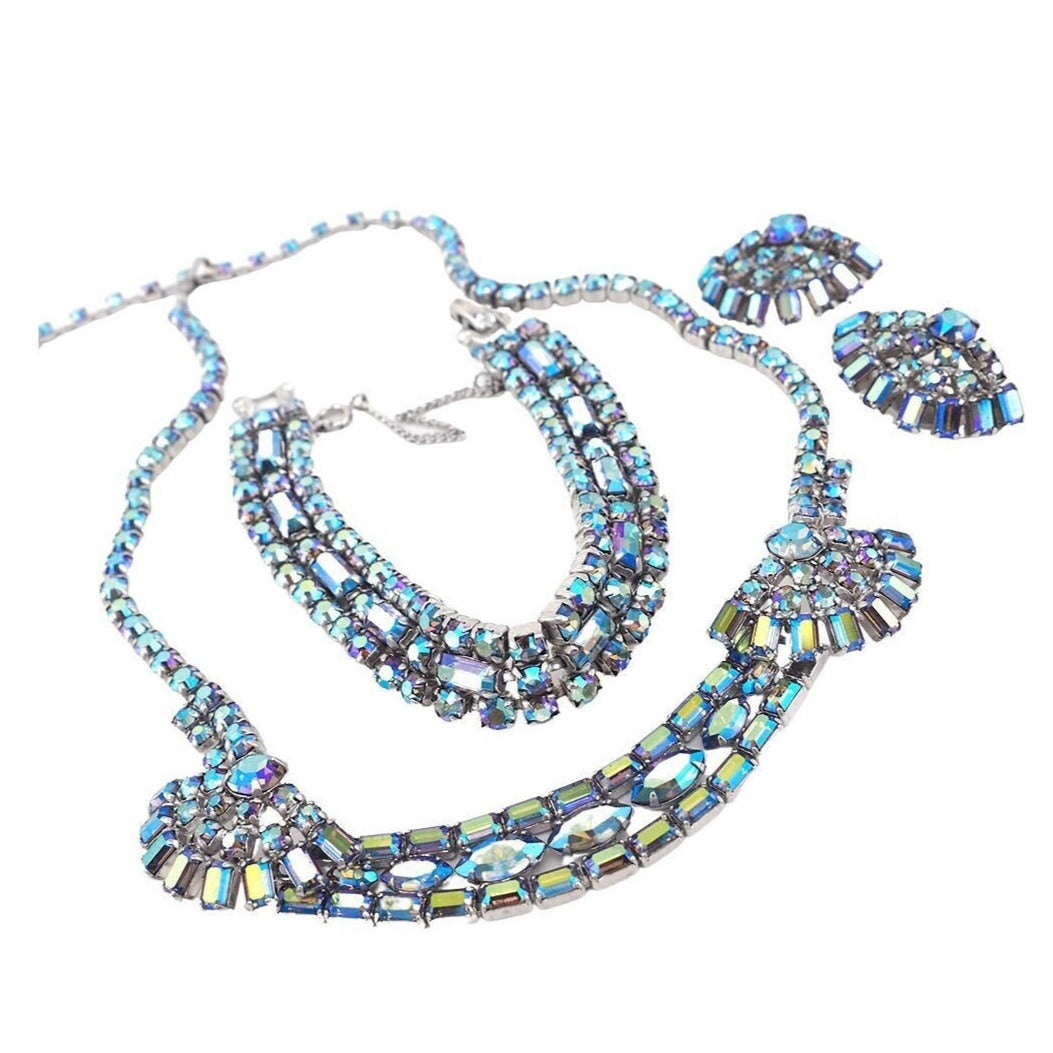 Vintage Sherman Jewelry, Bridal Jewelry Set, Vintage Rhinestone Jewelry, Gustave Sherman, Vintage Jewelry Set, Sherman Bracelet, 1950s