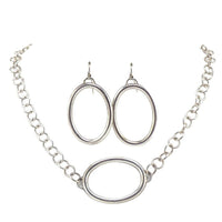 Italian Silver Necklace, Necklace Earring Set, Modernist Necklace, Oval Pendant, Sterling Silver Necklace, Sterling Silver Earrings, Luna