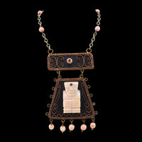 Mexican Mixed Metals Necklace, Statement Necklace, Vintage Necklace, Mexico Jewelry, Mexico Necklace, Copper Necklace, Casa Luna, Carved