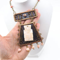 Mexican Mixed Metals Necklace, Statement Necklace, Vintage Necklace, Mexico Jewelry, Mexico Necklace, Copper Necklace, Casa Luna, Carved