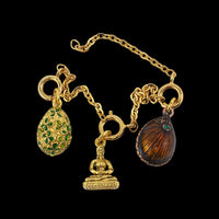 Joan Rivers Charms, Joan Rivers Egg, Charm Extension, Set of 3, Faberge Egg, Egg Necklace, Four Leaf Clover, Hindu Goddess, Enamel Egg