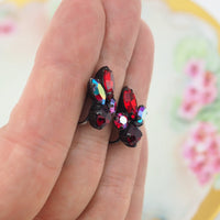 Sherman Earrings, Siam Red Earrings, Vintage Earrings, Screwback Earrings, Sherman Siam Red, 190s Earrings, Red Earrings, Little Earrings