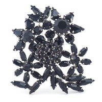Sherman Brooch, Vintage Rhinestone Brooch, Jet Black Brooch, Japanned Brooch, Gustave Sherman, Sherman Jewelry, Crystal Brooch, Vintage Pin