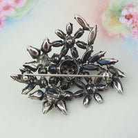 Sherman Brooch, Vintage Rhinestone Brooch, Jet Black Brooch, Japanned Brooch, Gustave Sherman, Sherman Jewelry, Crystal Brooch, Vintage Pin