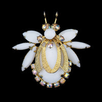 Juliana Brooch, Bug Brooch, Vintage Brooch, Milk Glass Brooch, Rhinestone Brooch, Insect Brooch, Vintage Juliana Jewelry, DeLizza Elster