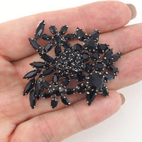 Sherman Brooch, Vintage Rhinestone Brooch, Jet Black Brooch, Japanned Brooch, Gustave Sherman, Sherman Jewelry, Crystal Brooch, Vintage Pin