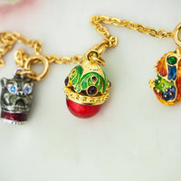 Joan Rivers Charms, Joan Rivers Egg, Charm Extension, Set of 3, Faberge Egg, Egg Necklace, Dog Charm, Fish Charm, Enamel Egg Charm