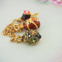 Joan Rivers Charms, Joan Rivers Egg, Charm Extension, Set of 3, Faberge Egg, Egg Necklace, Enamel Egg Charm, Vintage Camera Charm