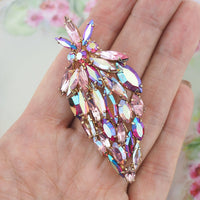 Pink Rhinestone Brooch, Brooch, Vintage Brooch, Leaf Brooch, Fruit Brooch, Aurora Borealis Brooch, Rhinestone Leaf, Crystal Brooch, 1960s