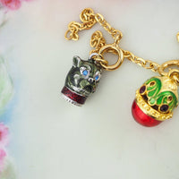 Joan Rivers Charms, Joan Rivers Egg, Charm Extension, Set of 3, Faberge Egg, Egg Necklace, Dog Charm, Fish Charm, Enamel Egg Charm