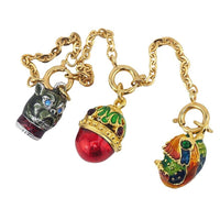 Joan Rivers Charms, Joan Rivers Egg, Charm Extension, Set of 3, Faberge Egg, Egg Necklace, Dog Charm, Fish Charm, Enamel Egg Charm