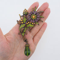 Heidi Daus Brooch, Rhinestone Flower Brooch, Wild Flowers, Multicolor Brooch, Rhinestone Brooch, Crystal Flower Brooch, Large Brooch